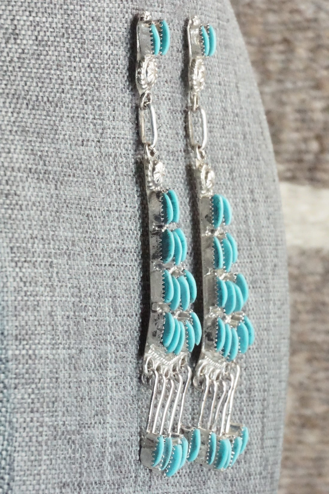 Turquoise & Sterling Silver Earrings - Bernadette Wyaco