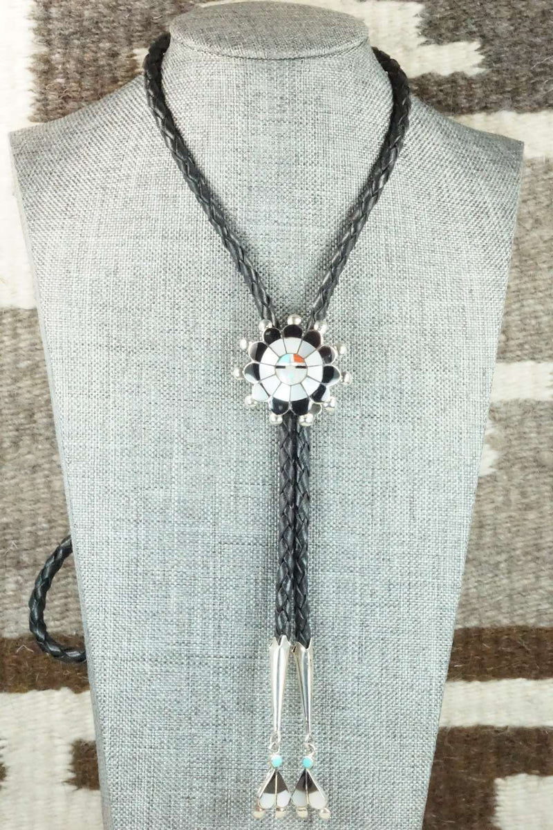 Mother of Pearl & Sterling Silver Inlay Bolo Tie - Pauline Lonjose