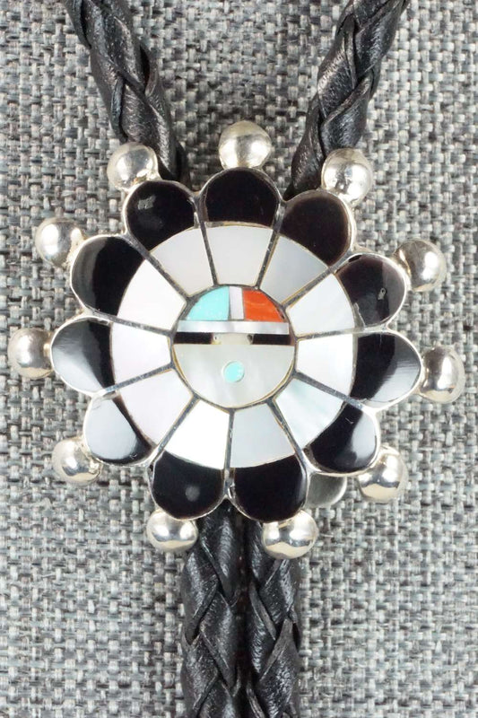 Mother of Pearl & Sterling Silver Inlay Bolo Tie - Pauline Lonjose