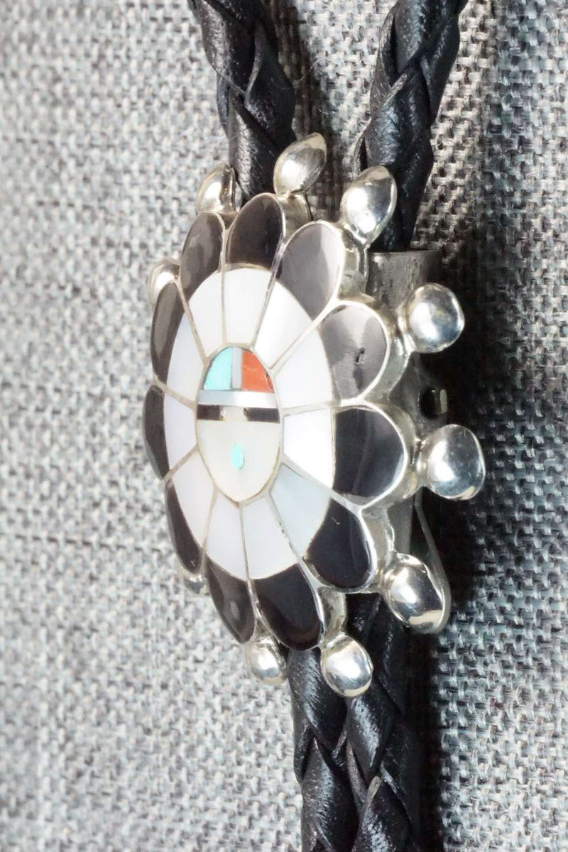 Mother of Pearl & Sterling Silver Inlay Bolo Tie - Pauline Lonjose