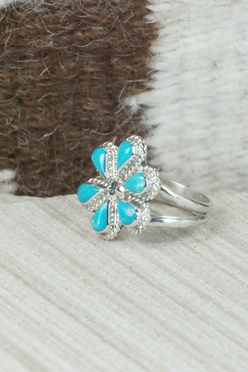 Turquoise & Sterling Silver Ring - Gina Dosedo - Size 7.5