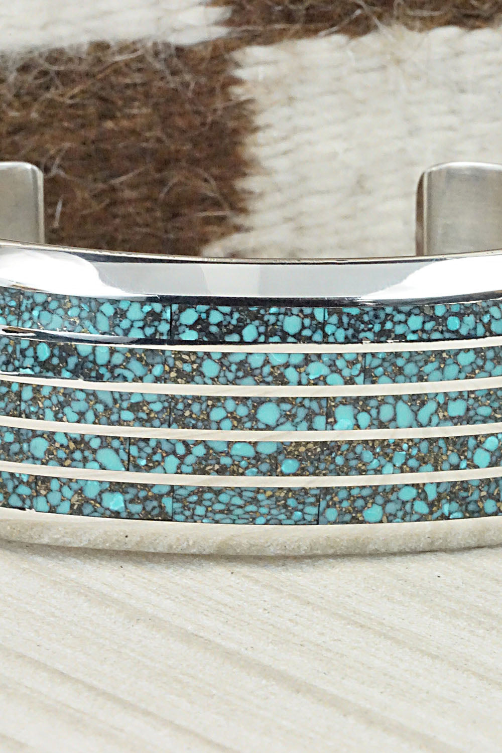 Turquoise & Sterling Silver Inlay Bracelet - Larry Loretto