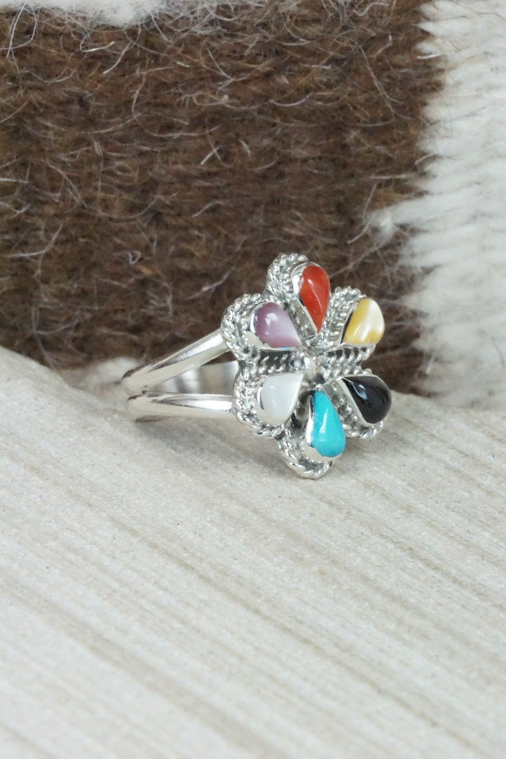 Multi Stone & Sterling Silver Ring - Gina Dosedo - Size 7