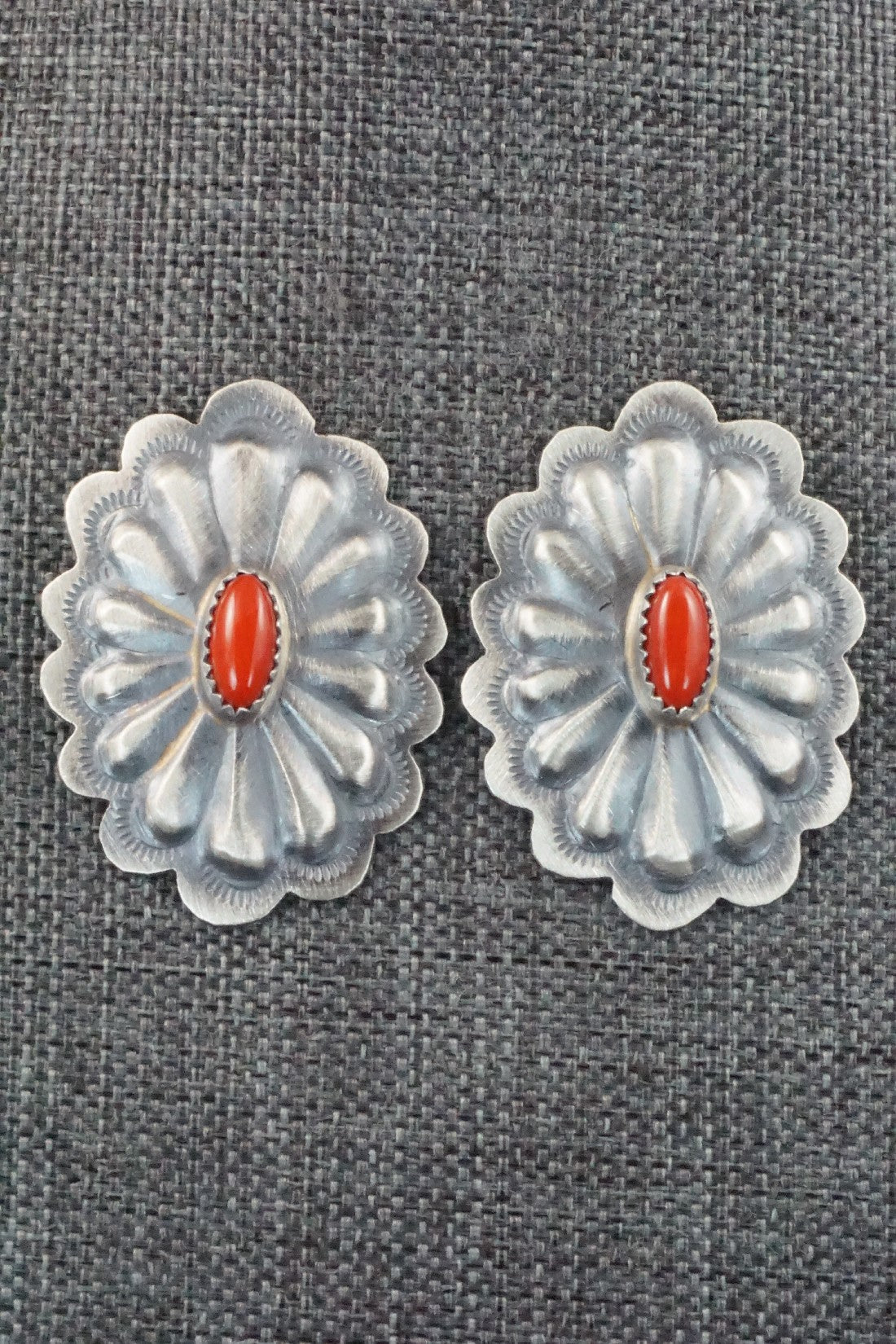 Coral & Sterling Silver Earrings - Dale Morgan