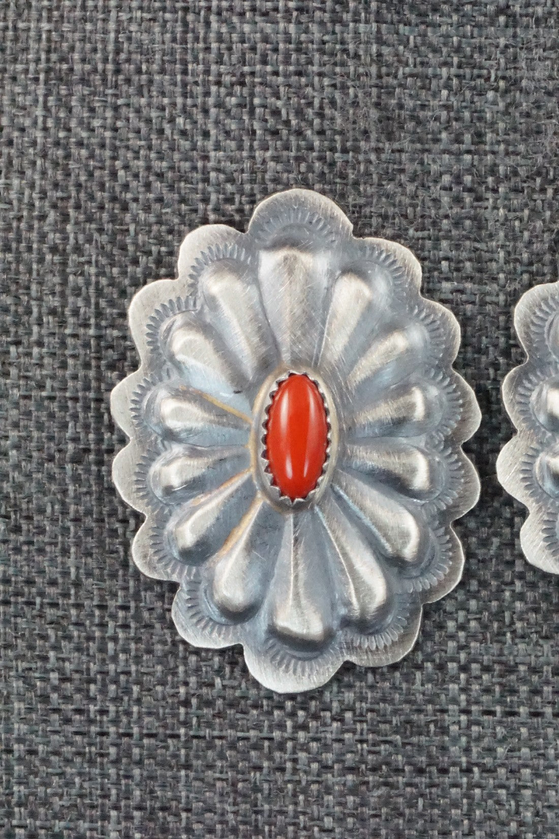 Coral & Sterling Silver Earrings - Dale Morgan
