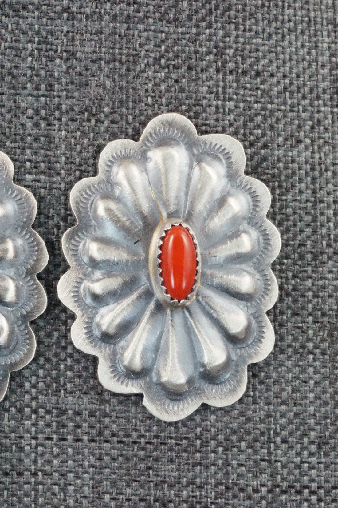 Coral & Sterling Silver Earrings - Dale Morgan