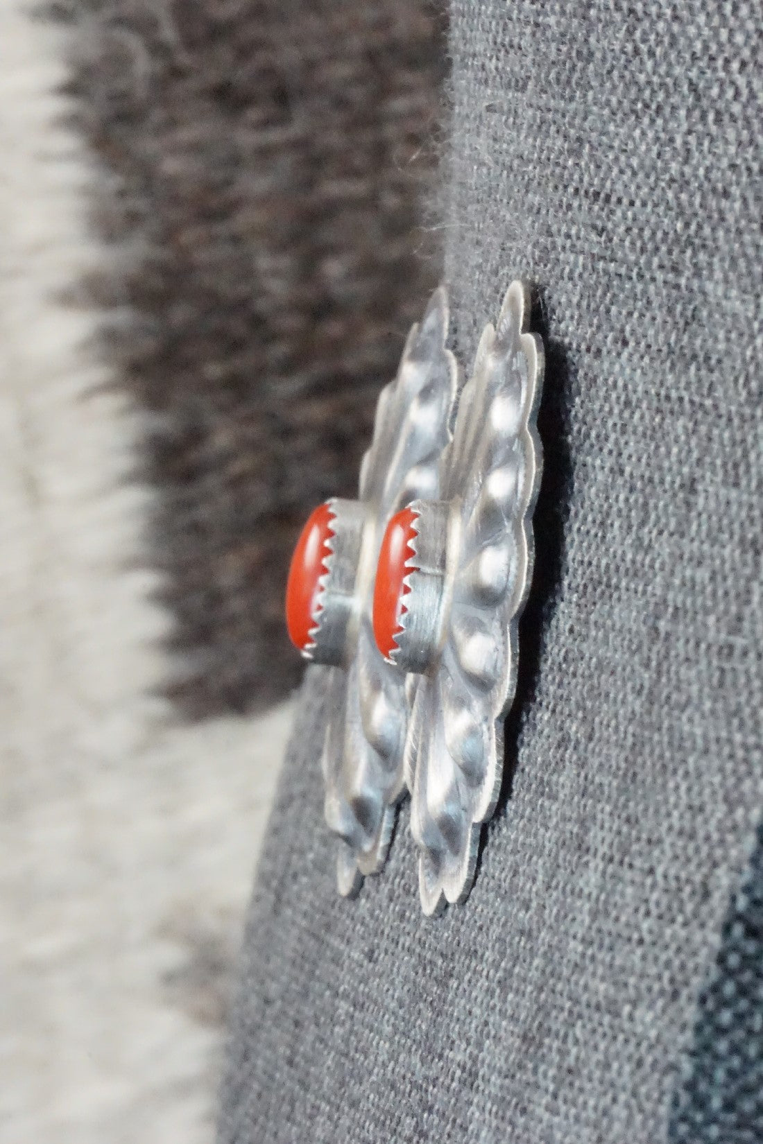 Coral & Sterling Silver Earrings - Dale Morgan