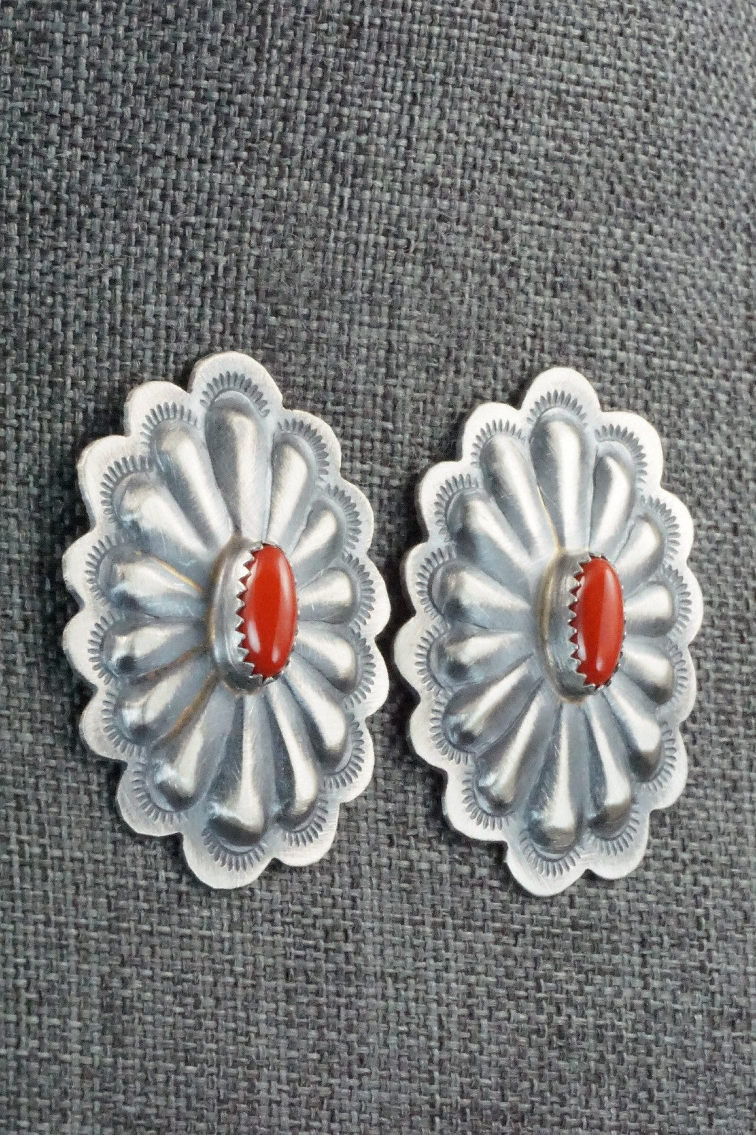 Coral & Sterling Silver Earrings - Dale Morgan