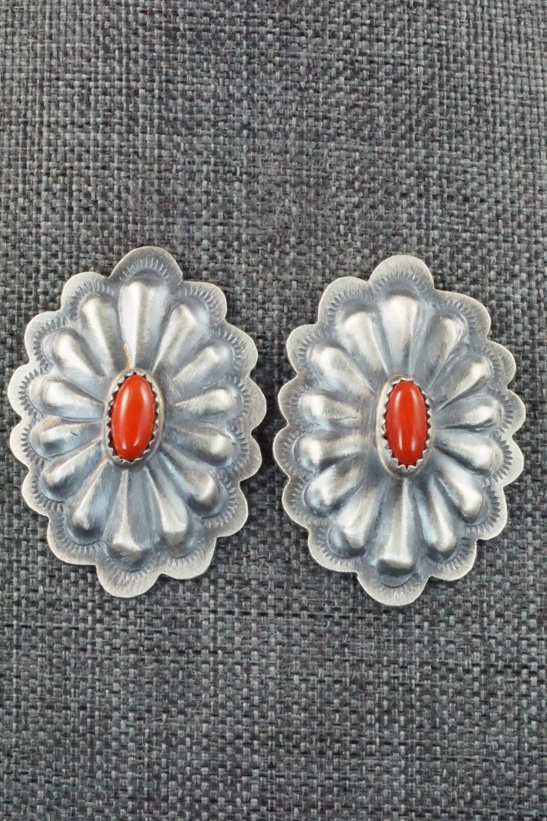 Coral & Sterling Silver Earrings - Dale Morgan