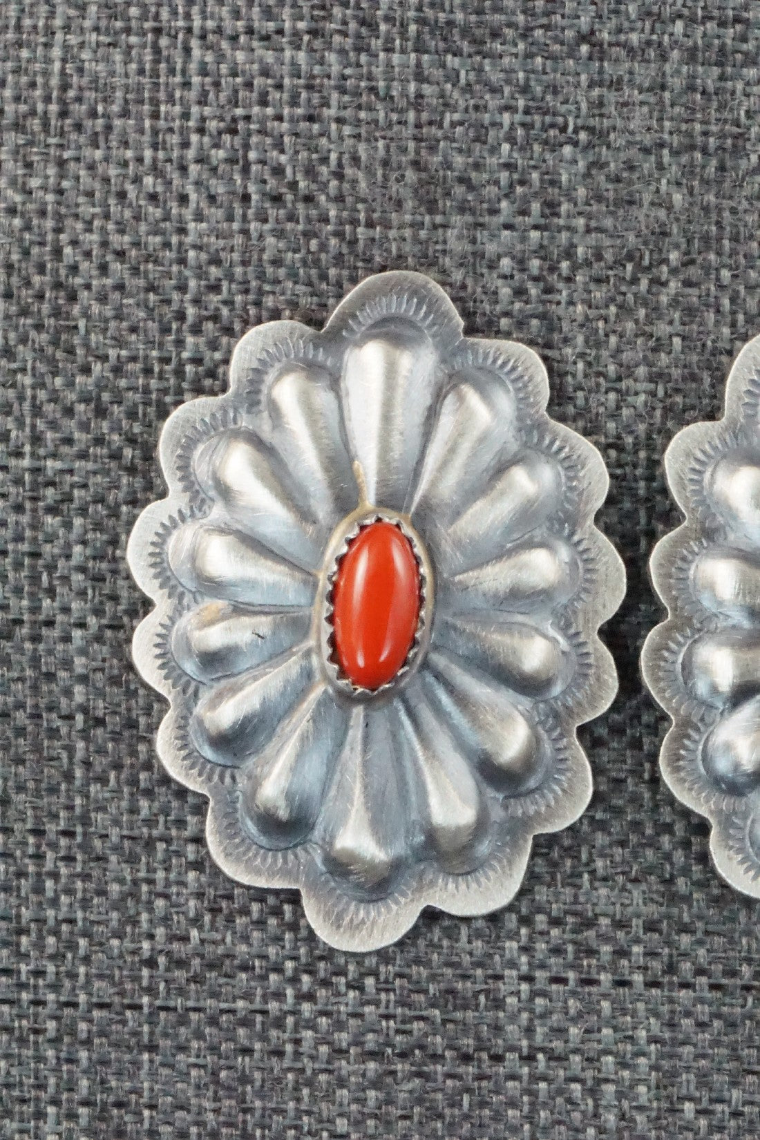 Coral & Sterling Silver Earrings - Dale Morgan