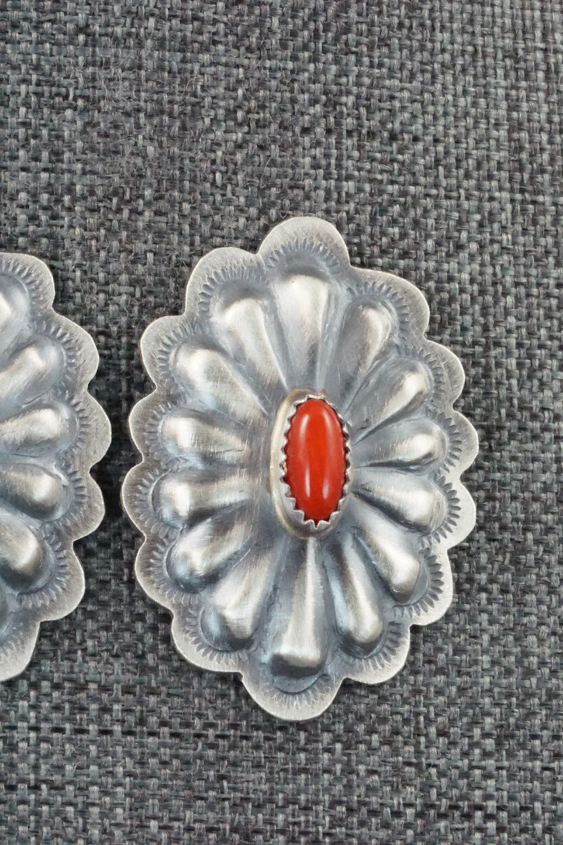 Coral & Sterling Silver Earrings - Dale Morgan
