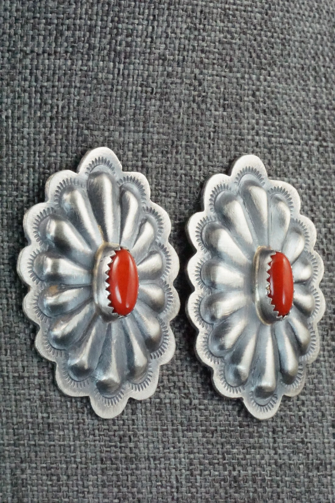 Coral & Sterling Silver Earrings - Dale Morgan