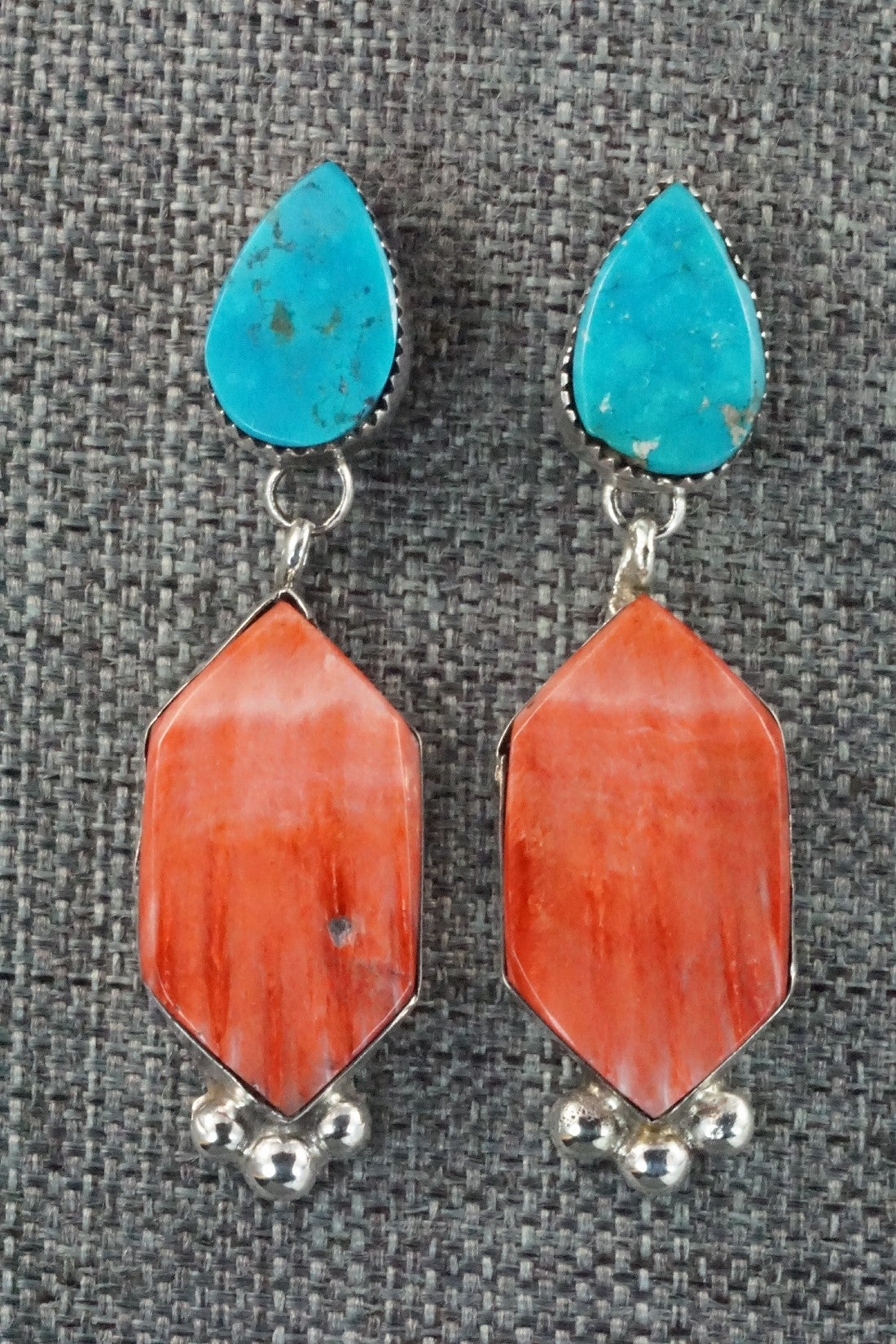 Spiny Oyster, Turquoise and Sterling Silver Earrings - Selina Warner