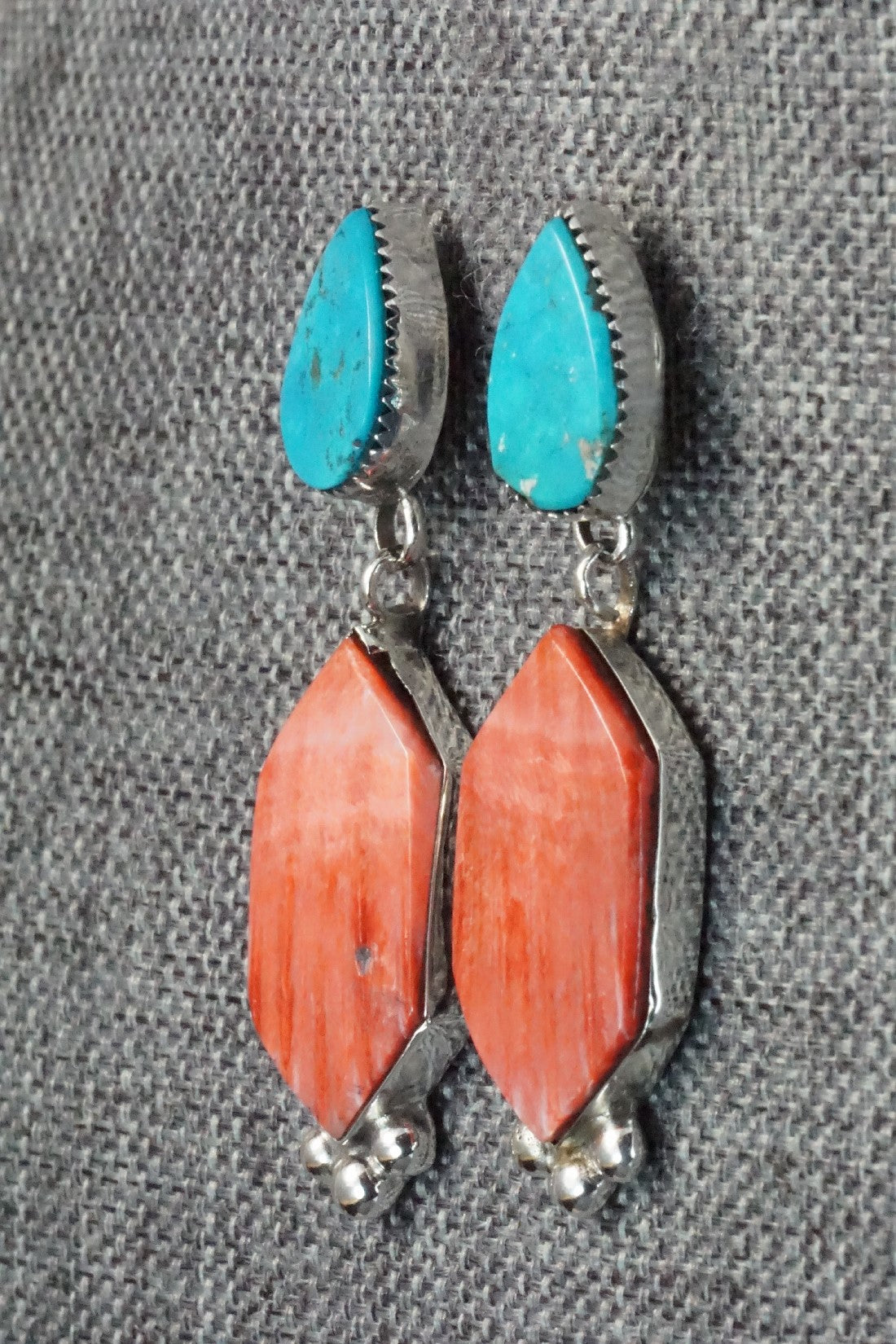 Spiny Oyster, Turquoise and Sterling Silver Earrings - Selina Warner