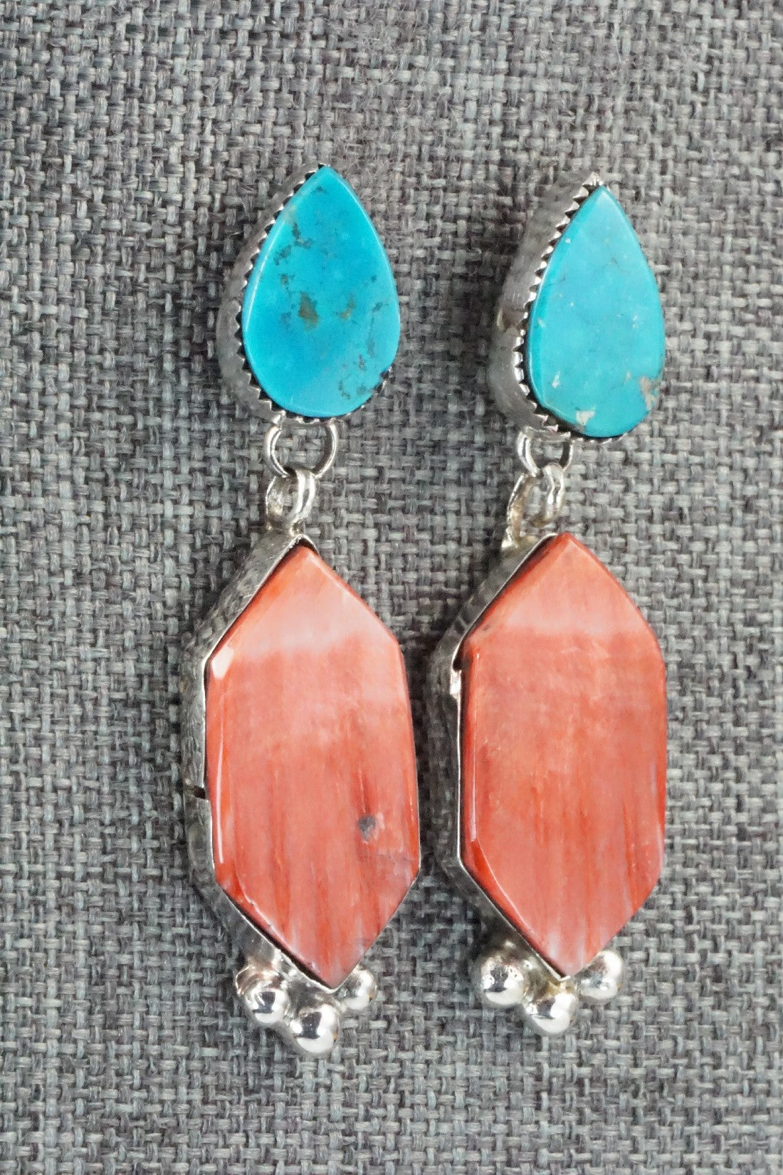 Spiny Oyster, Turquoise and Sterling Silver Earrings - Selina Warner