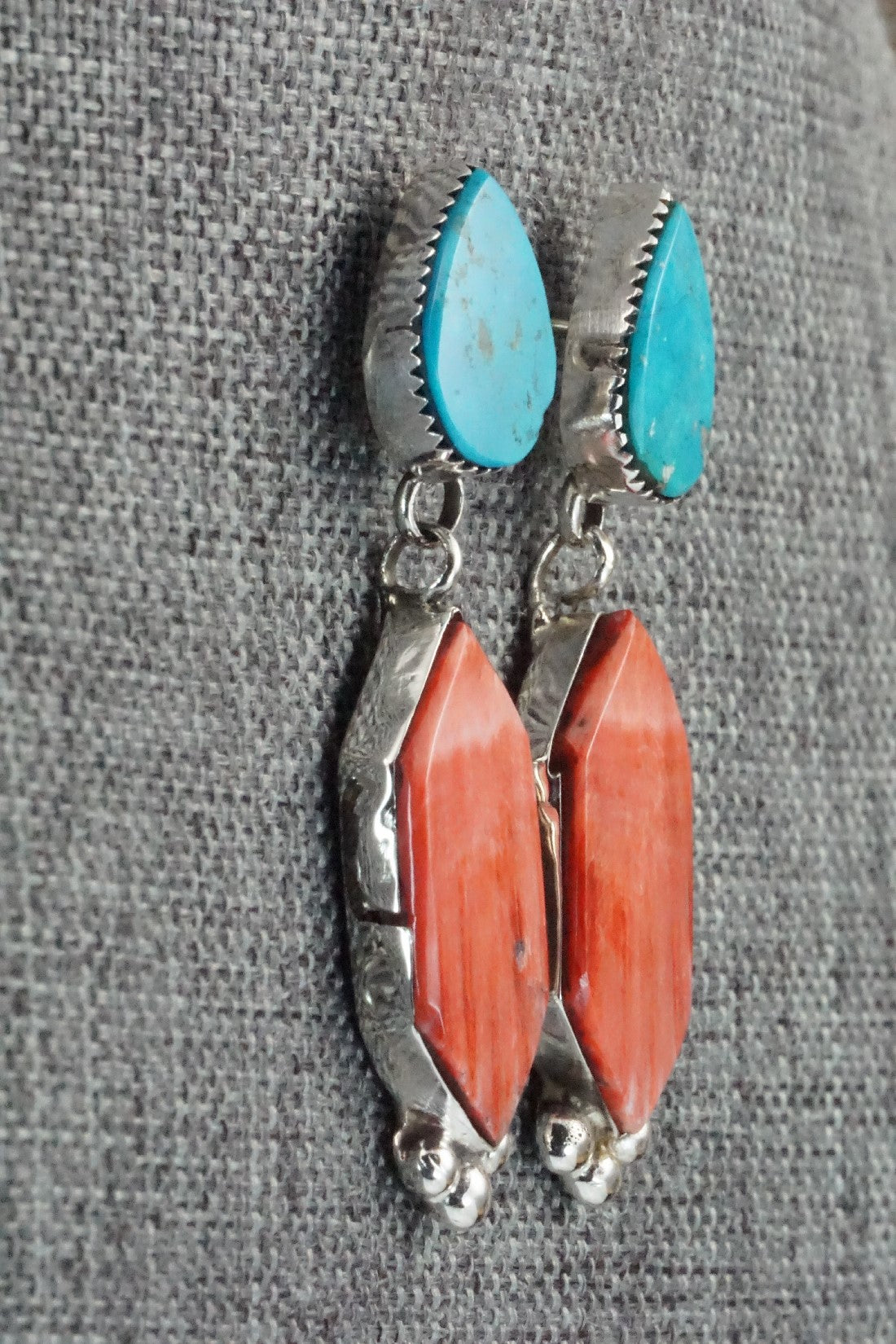Spiny Oyster, Turquoise and Sterling Silver Earrings - Selina Warner