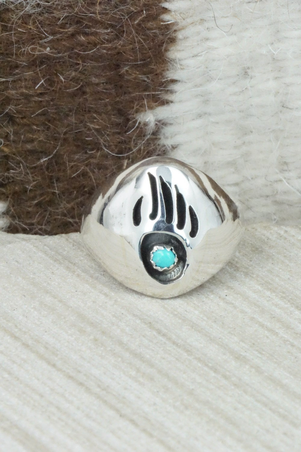 Turquoise & Sterling Silver Ring - Pearlene Spencer - Size 12