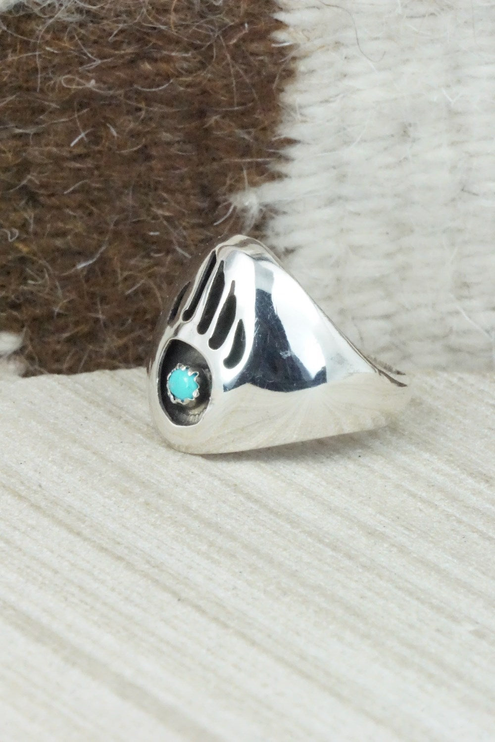 Turquoise & Sterling Silver Ring - Pearlene Spencer - Size 12