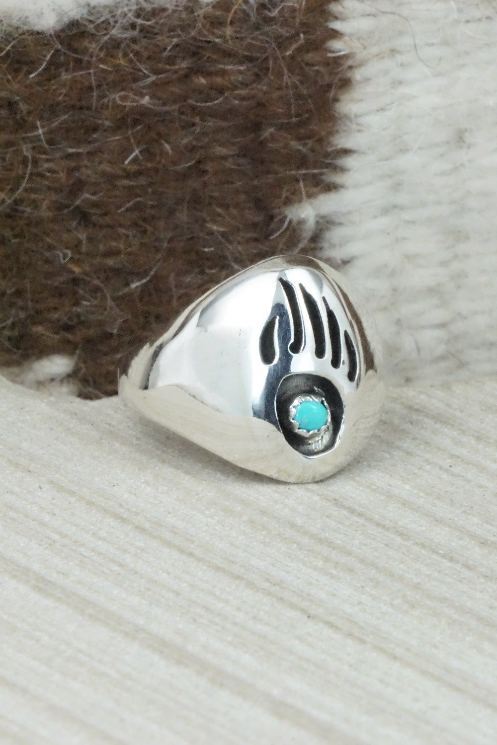 Turquoise & Sterling Silver Ring - Pearlene Spencer - Size 12