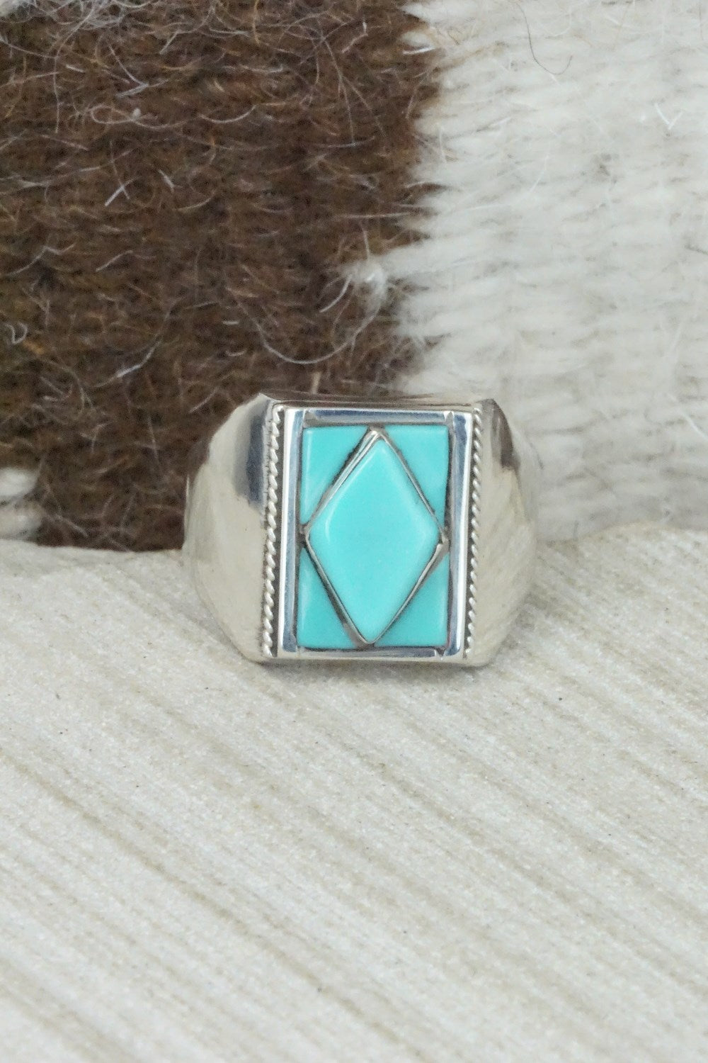 Turquoise & Sterling Silver Ring - Claudine Haloo - Size 10
