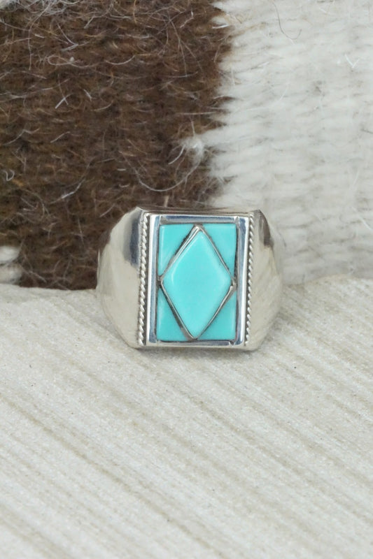 Turquoise & Sterling Silver Ring - Claudine Haloo - Size 10