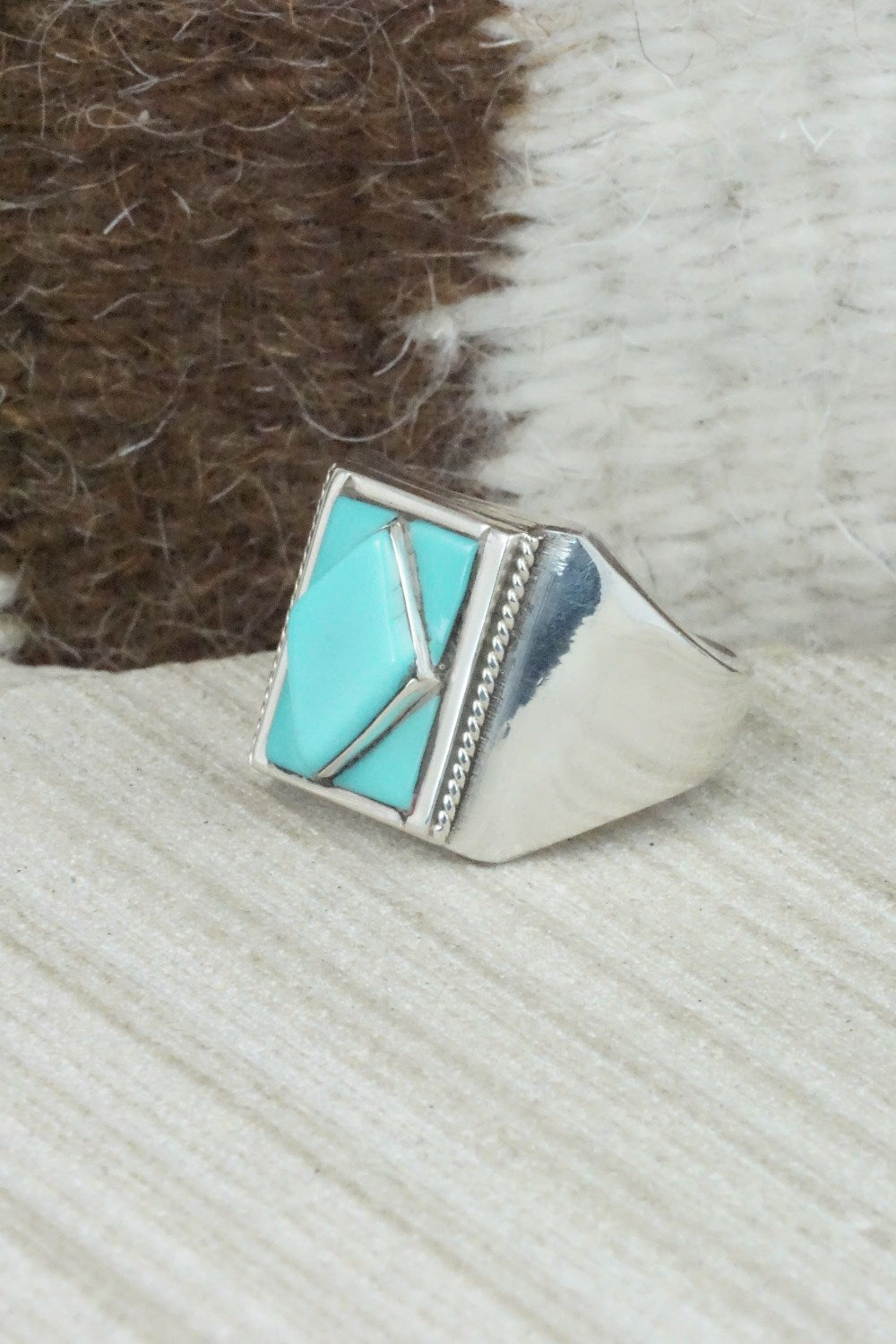 Turquoise & Sterling Silver Ring - Claudine Haloo - Size 10