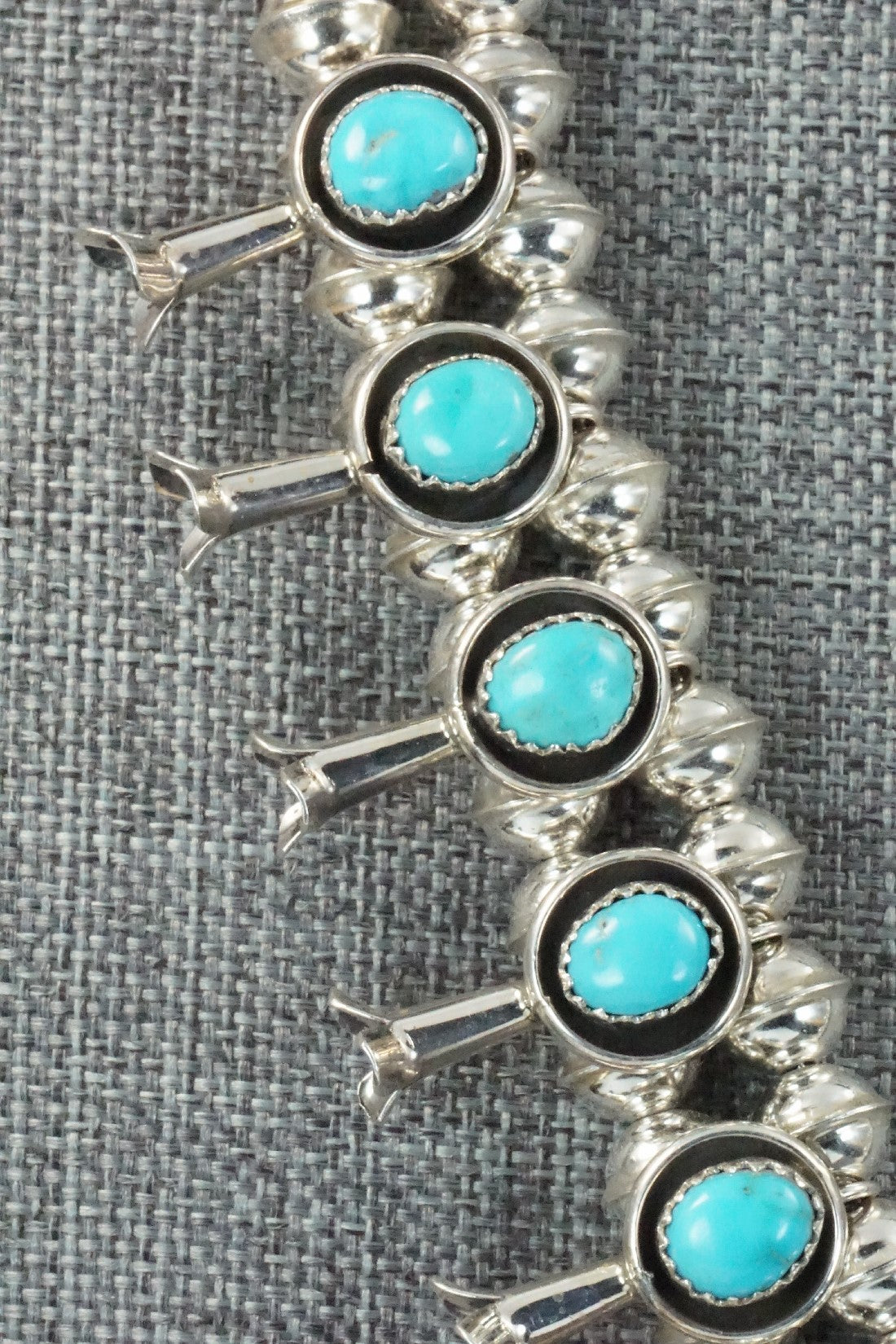 Turquoise & Sterling Silver Squash Blossom Necklace & Earrings Set - Phil Garcia