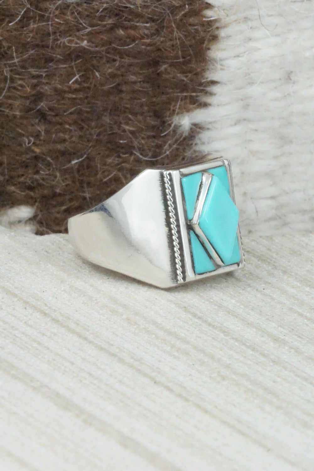 Turquoise & Sterling Silver Ring - Claudine Haloo - Size 10