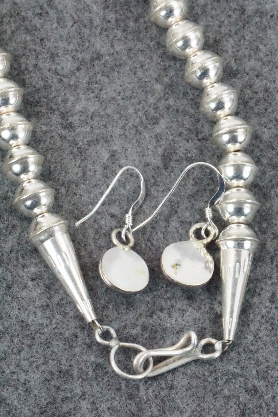 Turquoise & Sterling Silver Squash Blossom Necklace & Earrings Set - Phil Garcia