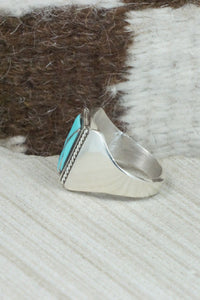 Turquoise & Sterling Silver Ring - Claudine Haloo - Size 10.5