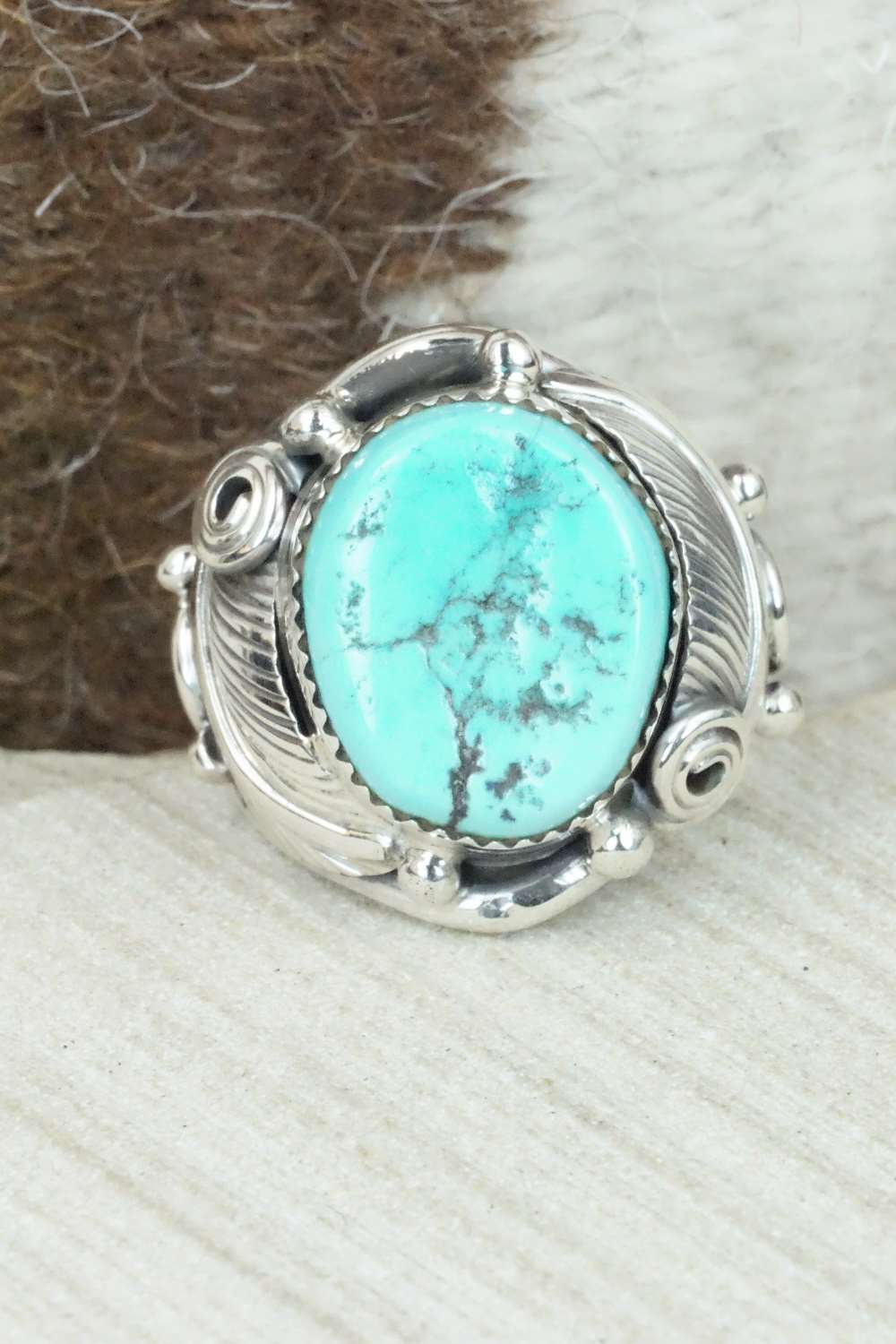 Turquoise & Sterling Silver Ring - Darrell Morgan - Size 9.25