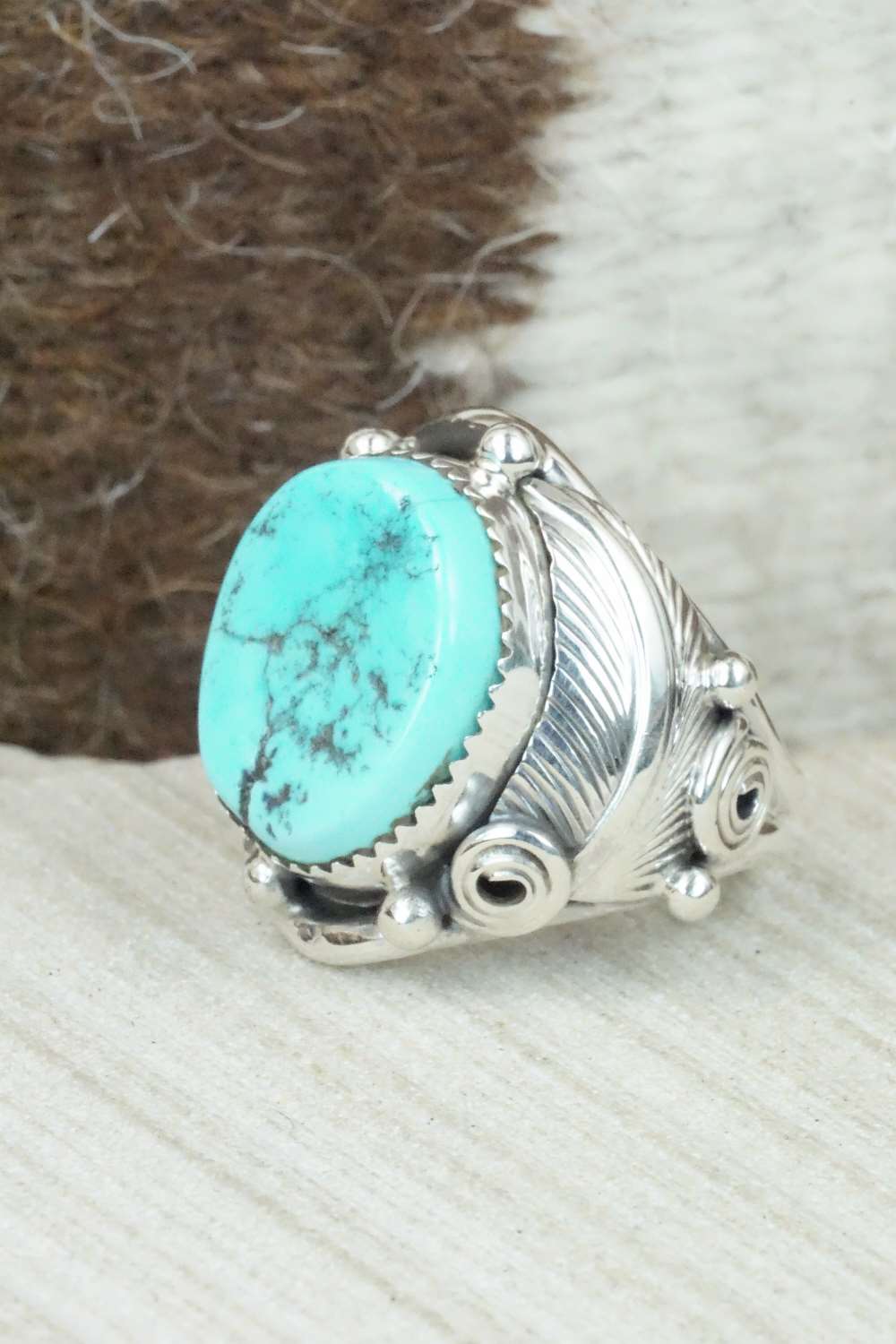 Turquoise & Sterling Silver Ring - Darrell Morgan - Size 9.25