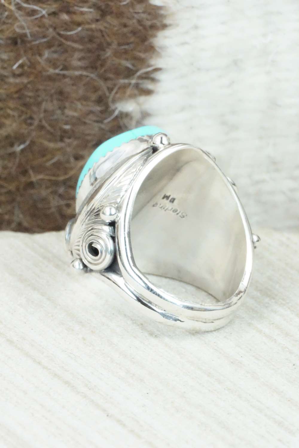 Turquoise & Sterling Silver Ring - Darrell Morgan - Size 9.25