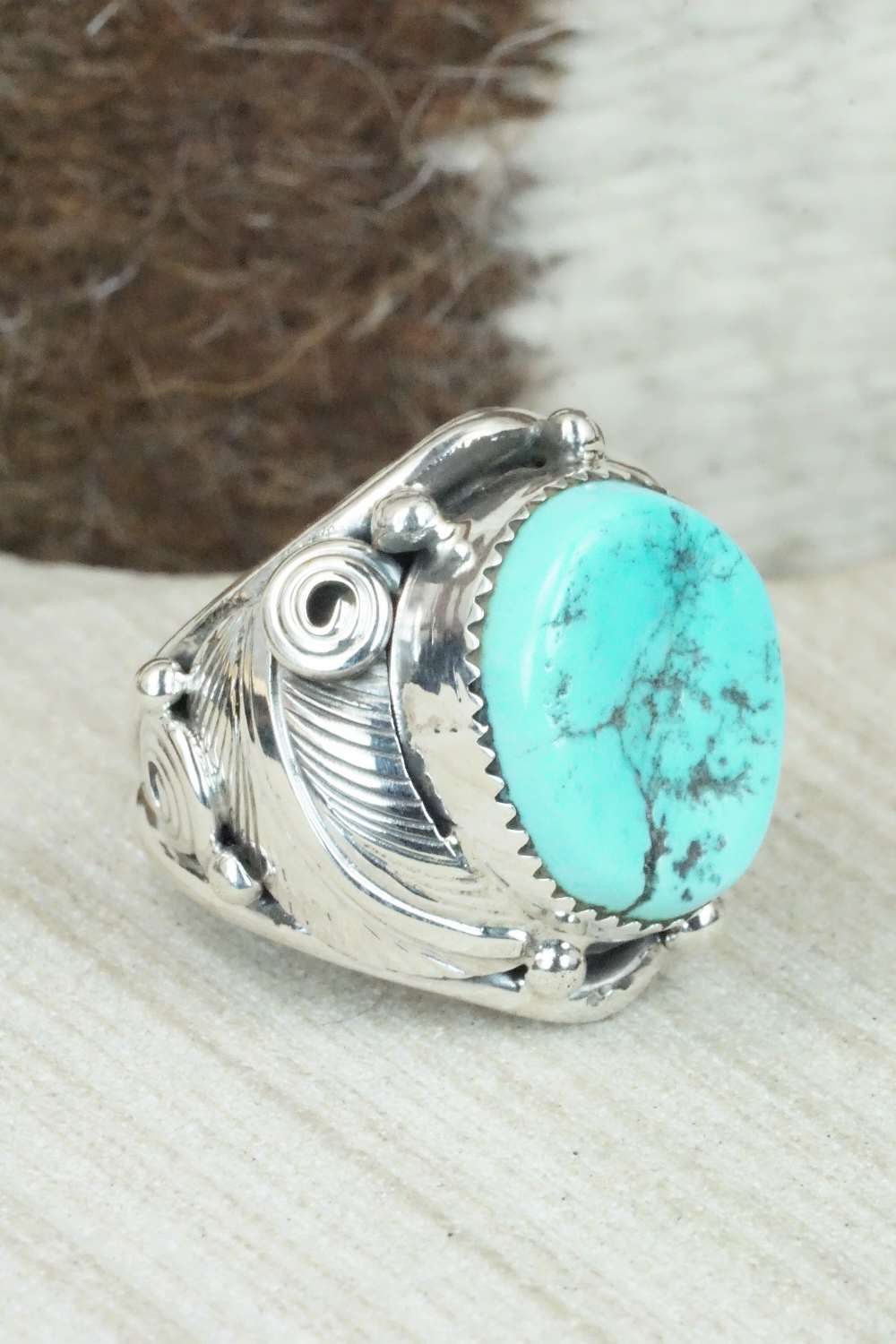 Turquoise & Sterling Silver Ring - Darrell Morgan - Size 9.25