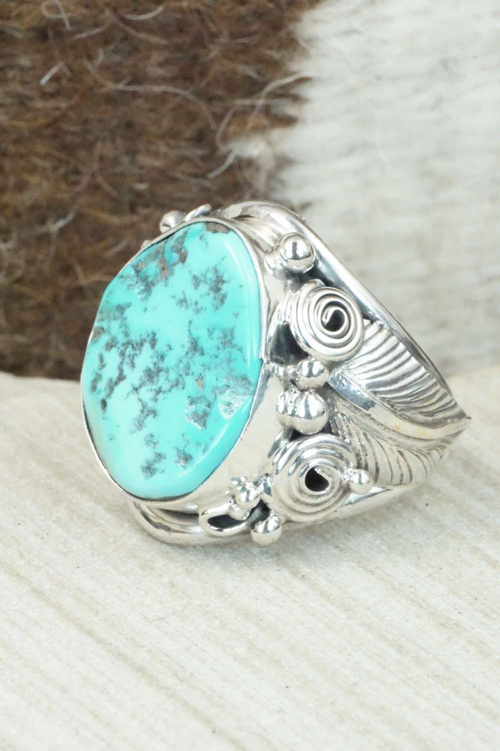 Turquoise & Sterling Silver Ring - Darrell Morgan - Size 11.5