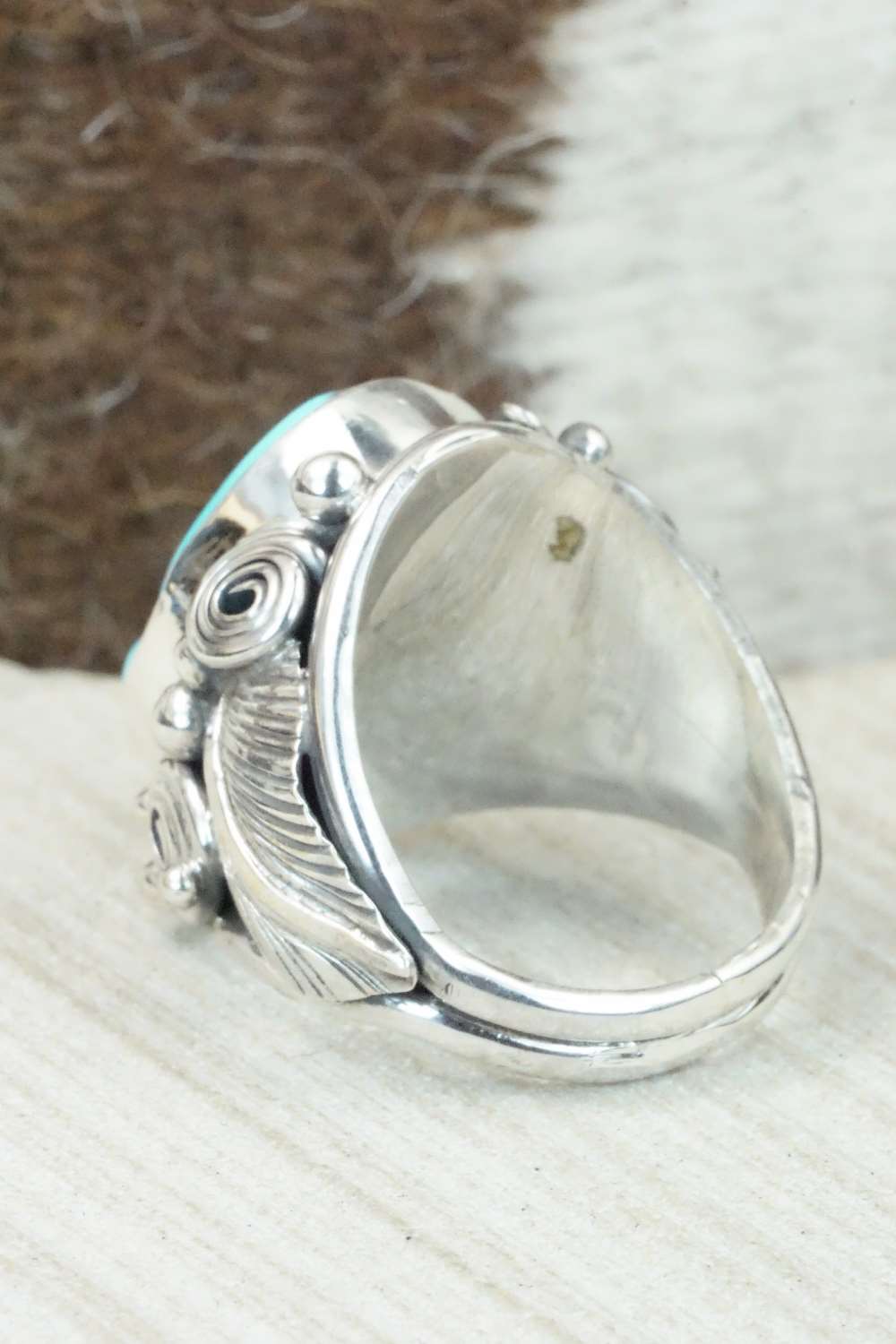 Turquoise & Sterling Silver Ring - Darrell Morgan - Size 11.5