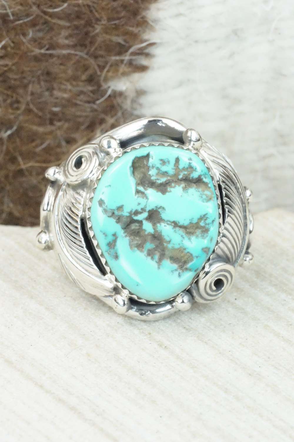 Turquoise & Sterling Silver Ring - Darrell Morgan - Size 11.75