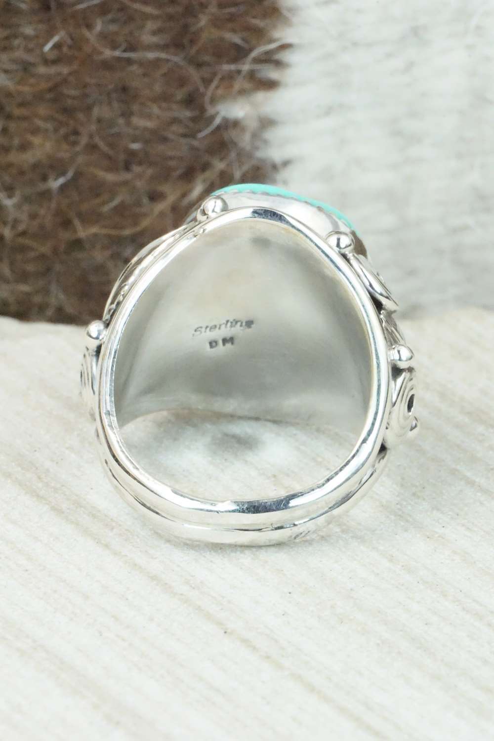 Turquoise & Sterling Silver Ring - Darrell Morgan - Size 11.75