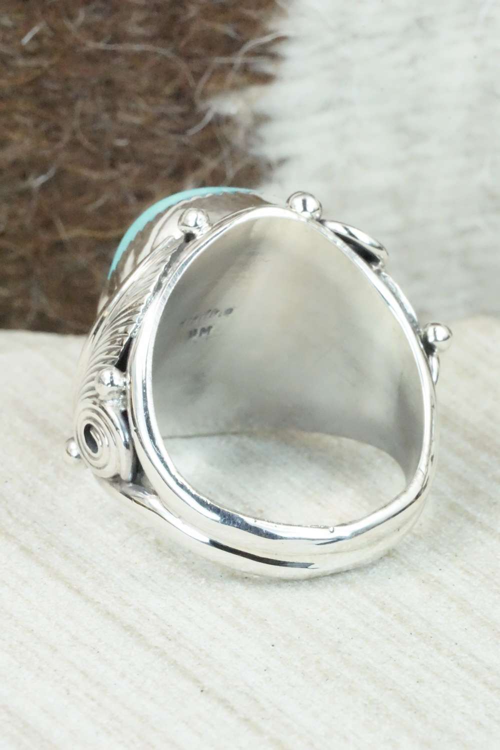 Turquoise & Sterling Silver Ring - Darrell Morgan - Size 13