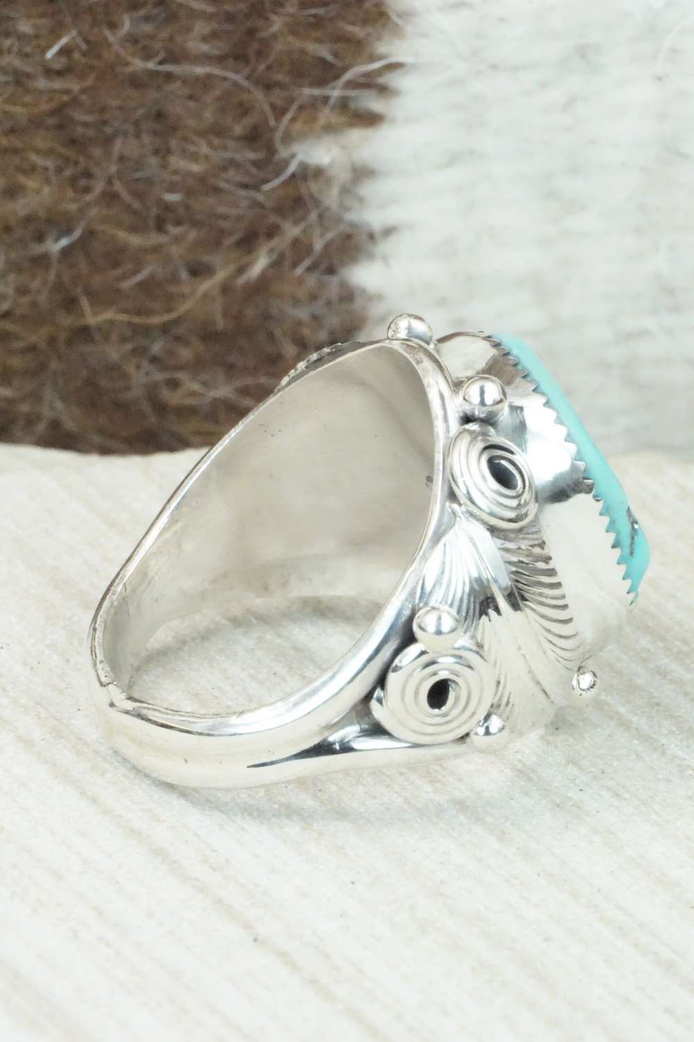 Turquoise & Sterling Silver Ring - Darrell Morgan - Size 13