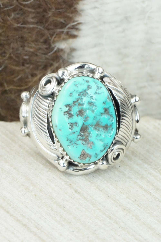 Turquoise & Sterling Silver Ring - Darrell Morgan - Size 13.75