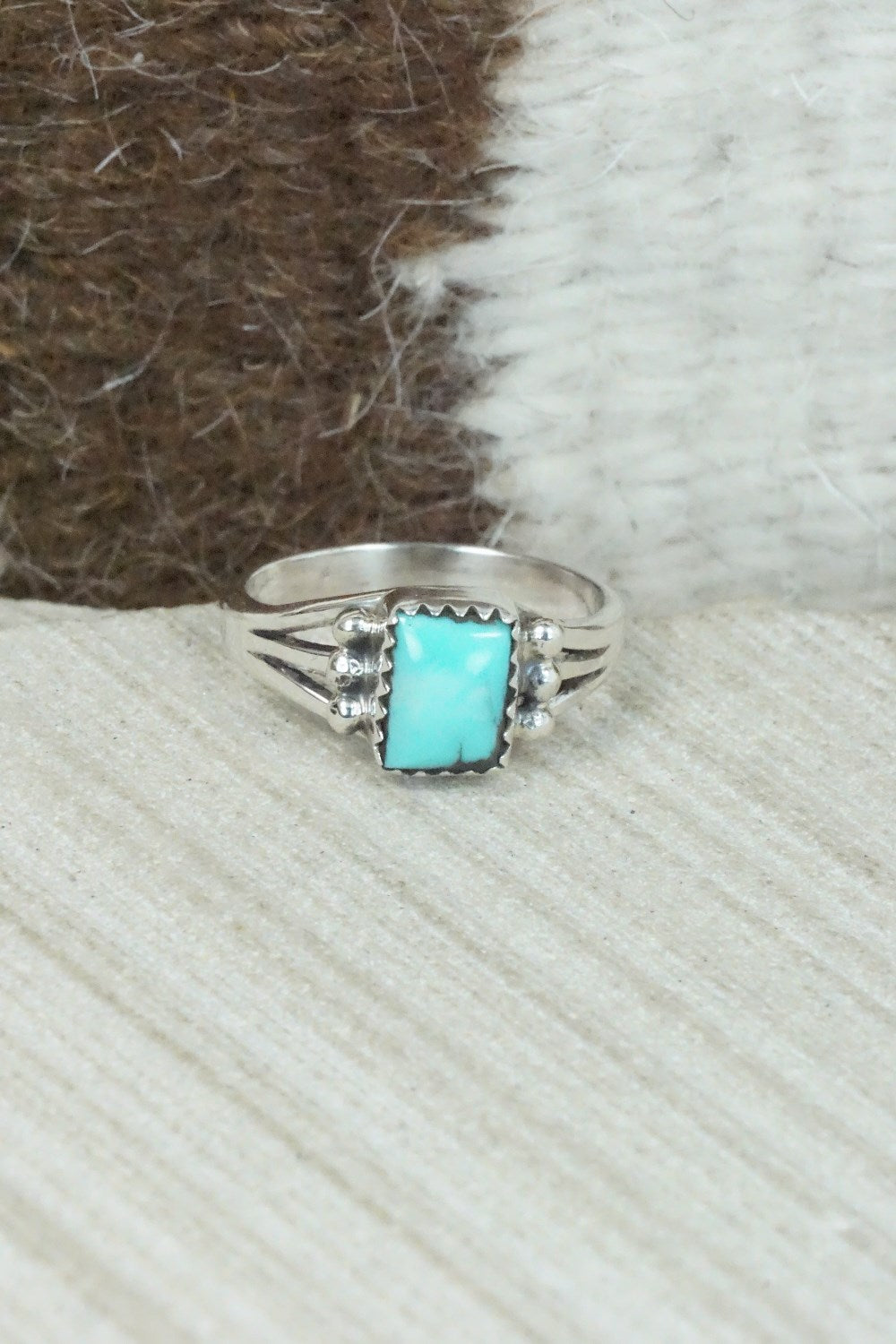 Turquoise & Sterling Silver Ring - Alice Rose Saunders - Size 7.75