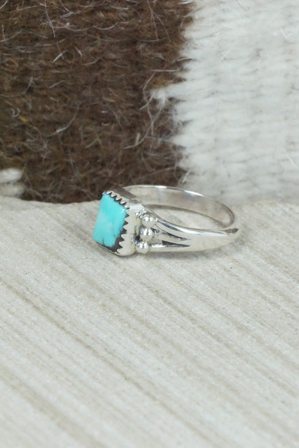 Turquoise & Sterling Silver Ring - Alice Rose Saunders - Size 7.75