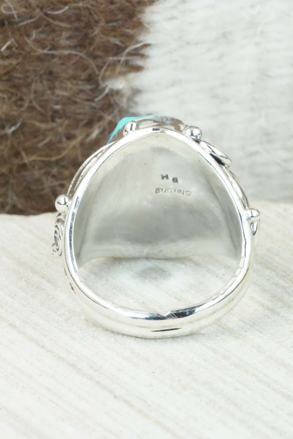 Turquoise & Sterling Silver Ring - Darrell Morgan - Size 13.75