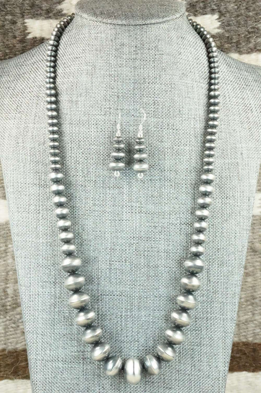 Sterling Silver Navajo Pearl Necklace & Earrings - Preston Haley