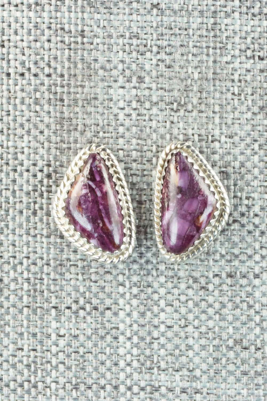 Spiny Oyster & Sterling Silver Earrings - Judy Largo