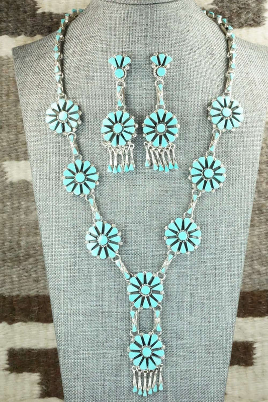 Turquoise & Sterling Silver Necklace Set - Merlinda Chavez
