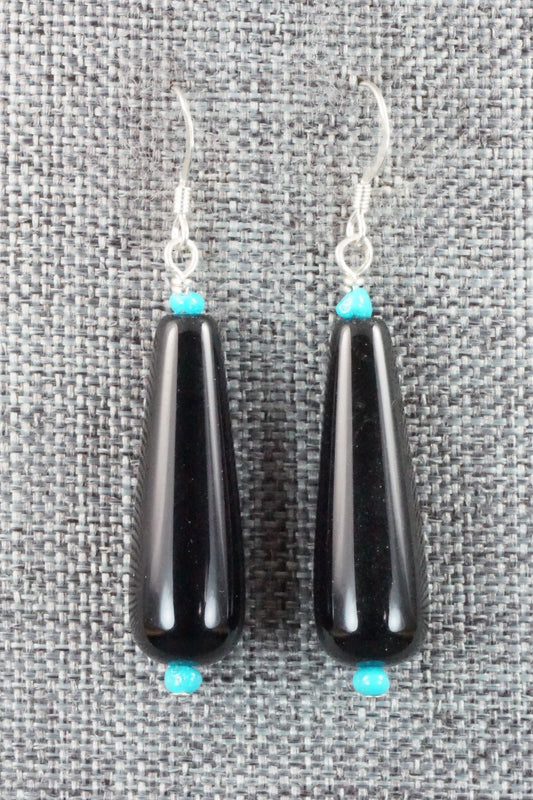 Onyx, Turquoise & Sterling Silver Earrings - Louise Joe