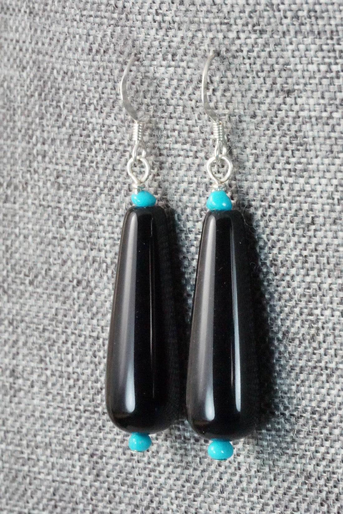 Onyx, Turquoise & Sterling Silver Earrings - Louise Joe