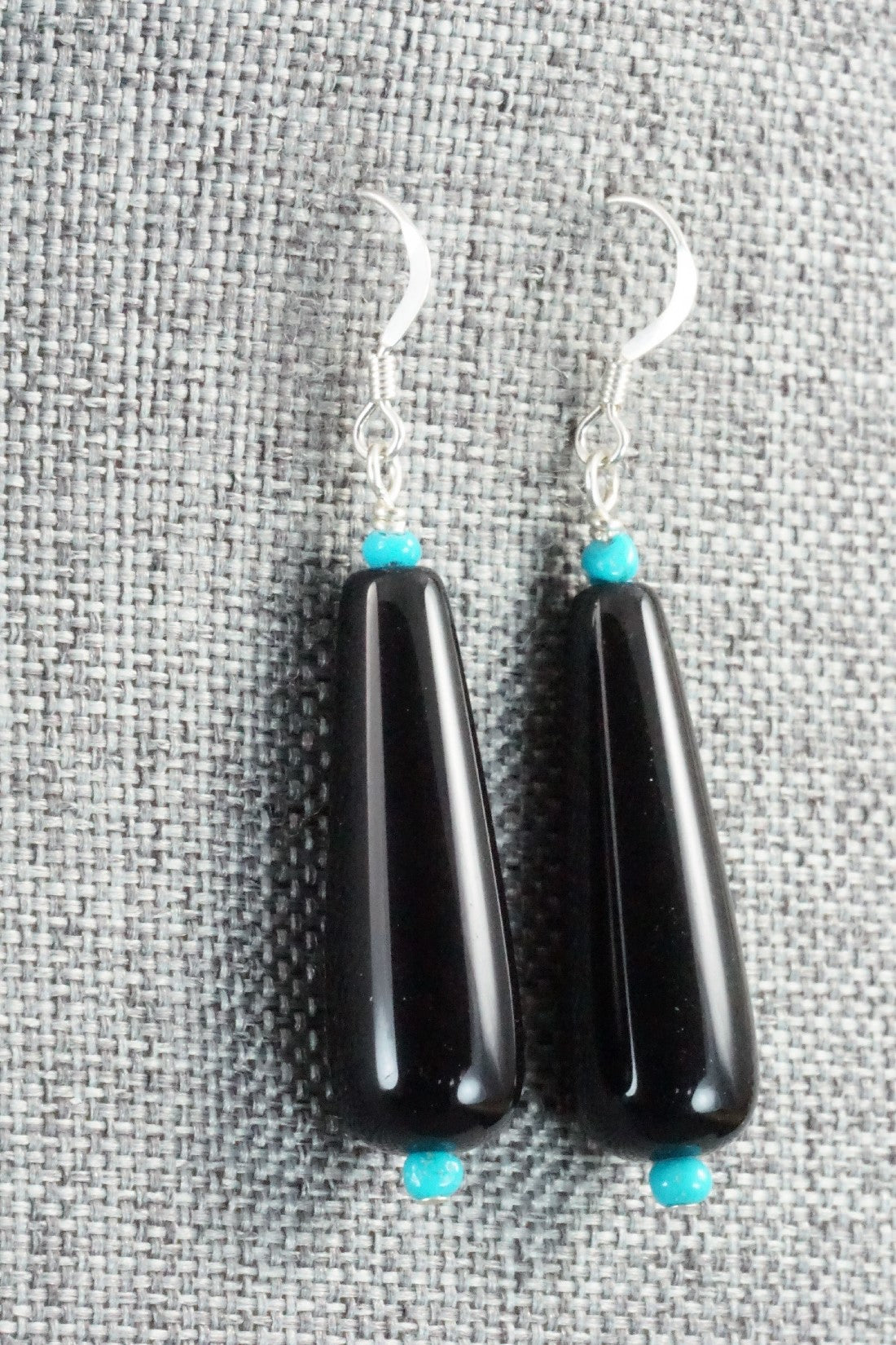 Onyx, Turquoise & Sterling Silver Earrings - Louise Joe